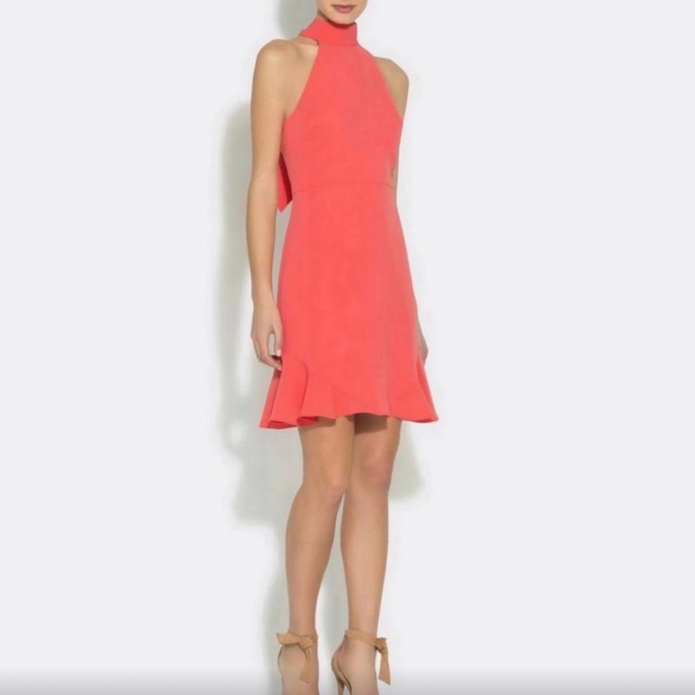 Elegant Coral Halter Dress